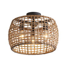 Golden 3000-3SF NB-MAW - Wry Lighting Weavelight 3-light Semi-Flush Mount in Natural Black